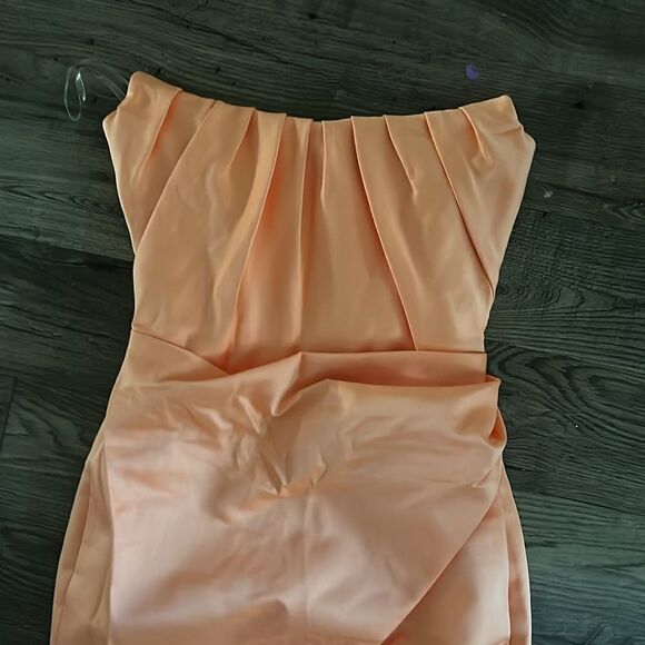 HOUSE OF CB 'Alora' Tangerine Strapless Corset Midi Dress orange NWOT size S - Picture 7 of 9
